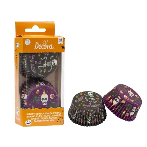 Papilotki Papierowe HALLOWEEN 50x32mm DECORA 36 szt czaszki nietoperze