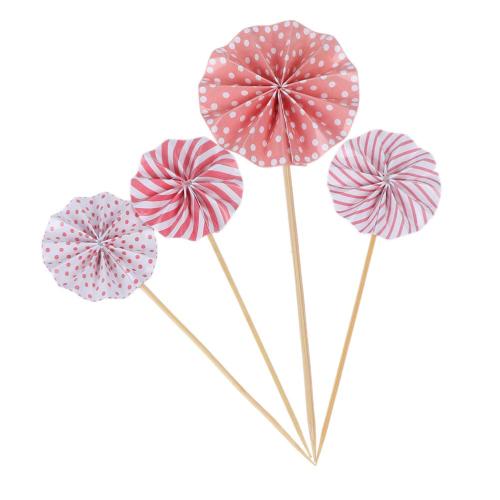 Toppery na tort Kotyliony RÓŻOWE 4 szt topper