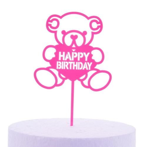 Topper MIŚ HAPPY BIRTHDAY  różowy