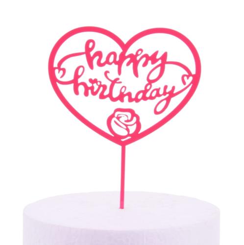 Topper HAPPY BIRTHDAY serce różowy