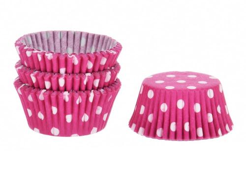 Papilotki papierowe FUKSJA w GROCHY 50x32 mm DECORA  75 szt