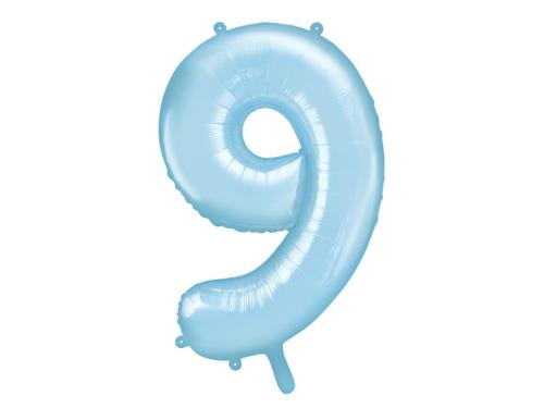 Balon foliowy cyfra "9" błękitny 86 cm