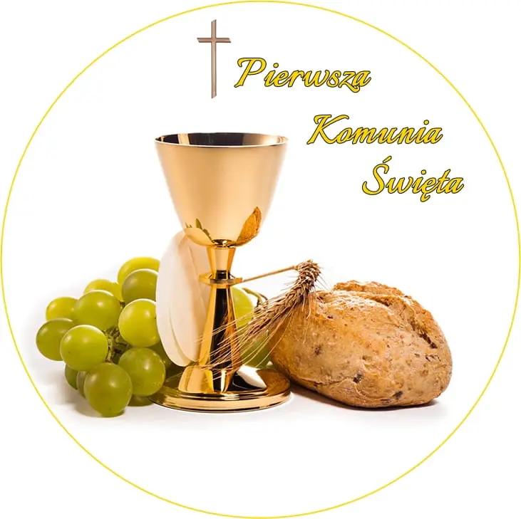 Opłatek na tort KOMUNIJNY PIERWSZA KOMUNIA ŚWIĘTA  20cm wz2-69a8ce4c8ceeac6374f4d788385a25e6