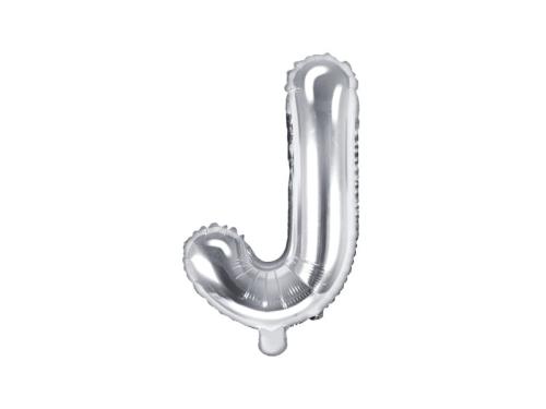 Balon foliowy litera "J" srebrny 35 cm