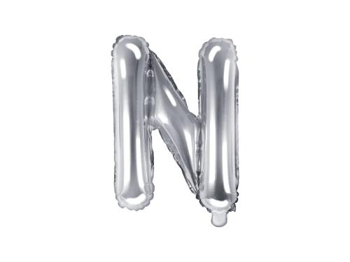 Balon foliowy litera "N" srebrny 35 cm