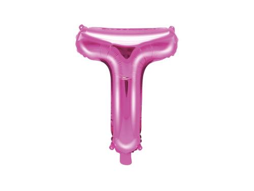 Balon foliowy litera "T" ciemno różowy 35 cm