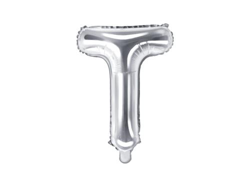 Balon foliowy litera "T" srebrny 35 cm