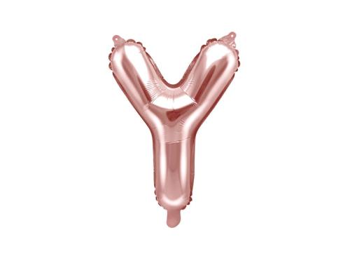 Balon foliowy litera "Y" różowe złoto 35 cm