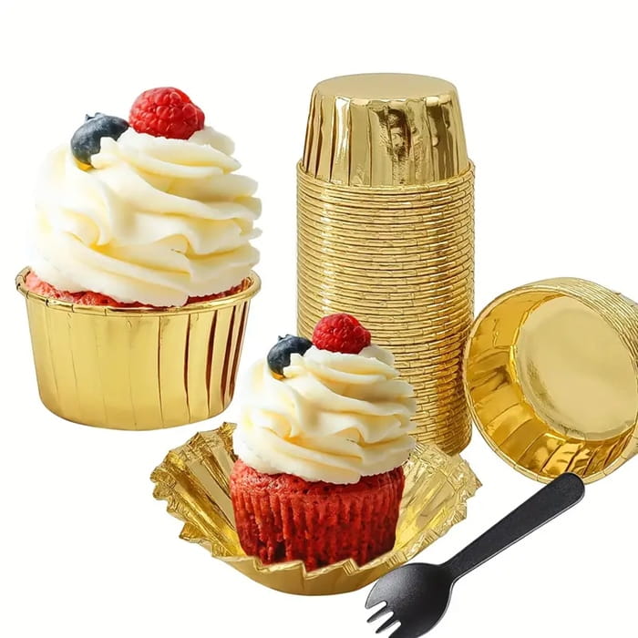 Papilotki na muffiny babeczki  kubeczki ZŁOTE 50x40 mm / 50 szt-16719ea8f0ac33858cf432abd1c3cfef