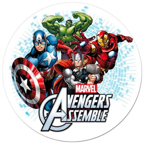 Opłatek na tort AVENGERS, IRON MAN, KAPITAN AMERYKA