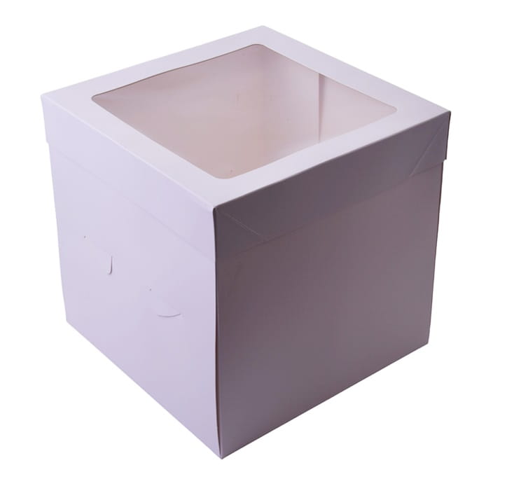Pudełko na tort 25x25x25cm WYSOKIE białe z oknem