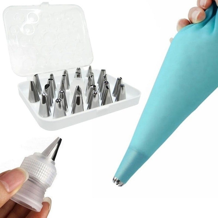 Zestaw Tylek do Dekoracji Tortów 26 szt. Worek Adapter Organizer w Zestawie